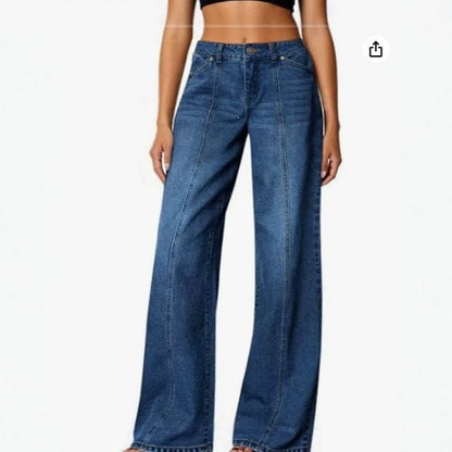 Womens Fashionable Casual Loose-Fit Denim Jeans
