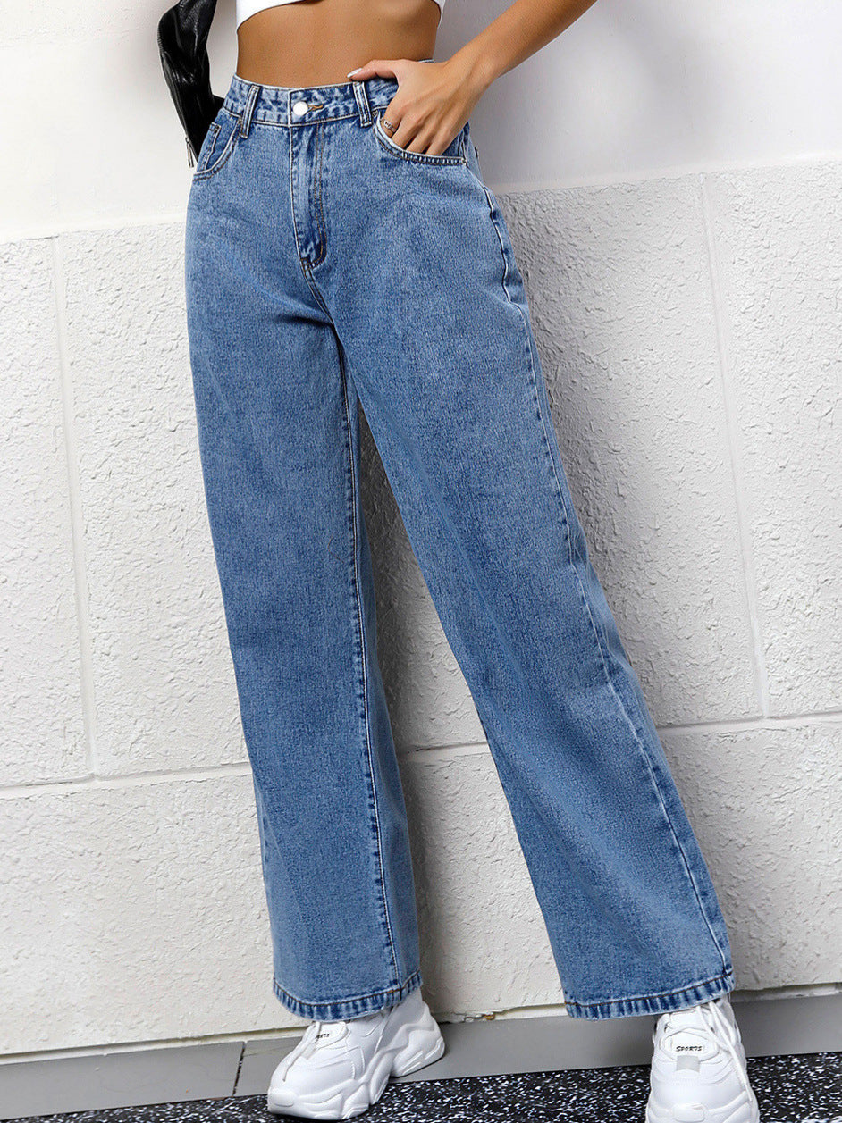 Autumn Casual High-waisted Straight-leg Jeans