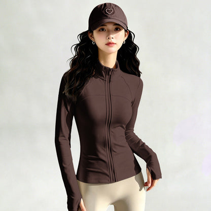 Sports Long-sleeve Cardigan With A Stand-up Collar And Zipper Top