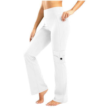 Womens Solid-Colored Breathable Sports Leggings With Button Pockets