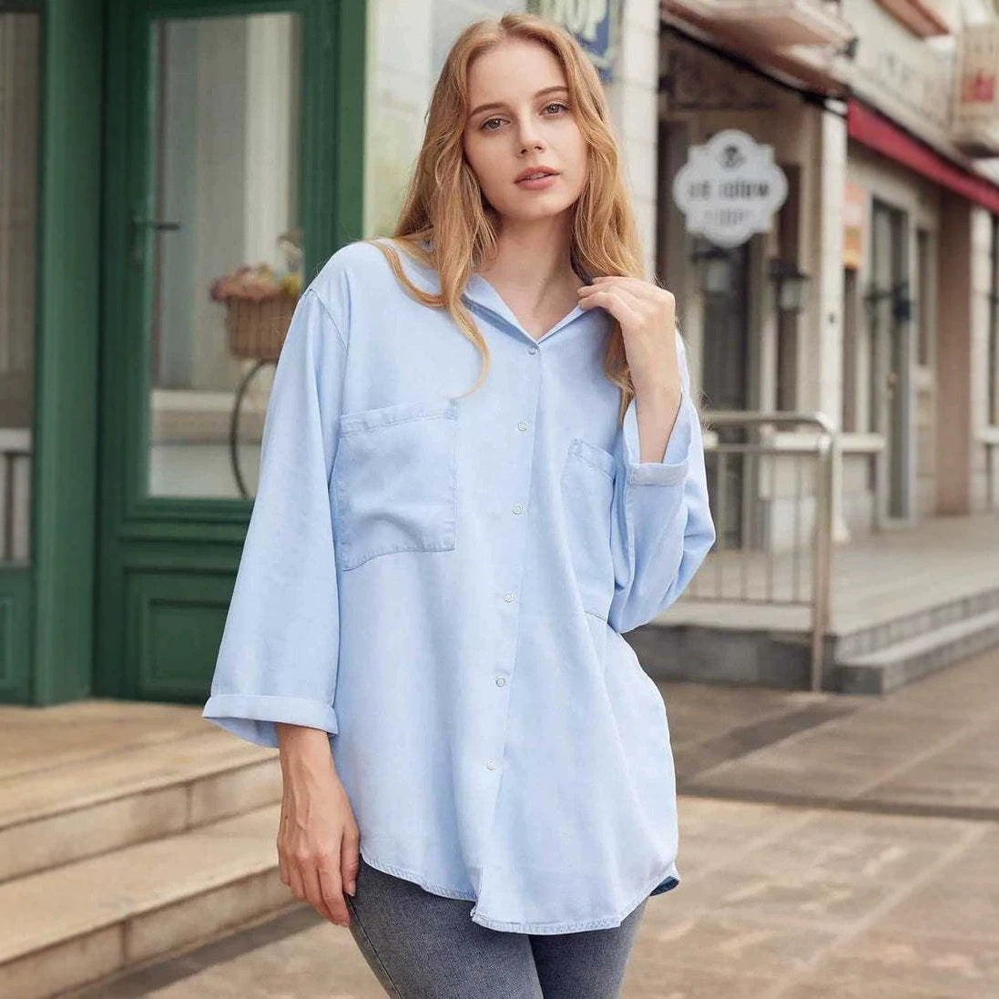 Summer-Autumn Tencel Denim Shirt For Women