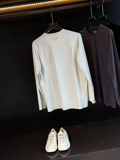 Men's Crew Neck Long Sleeve T-Shirt, High Stretch Seamless Functional Base Layer Top, Versatile Athletic Undershirt For Commuting Outdoor Spring Fall