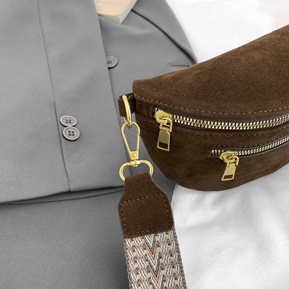 Jacquard Webbing European And American Style PU Leather Crossbody Bag