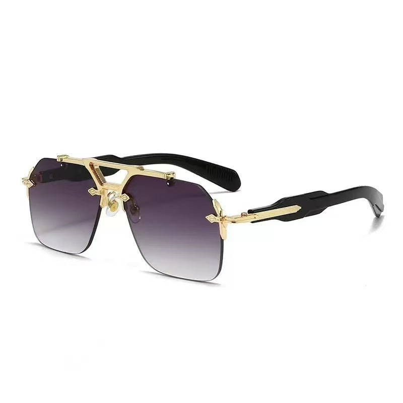 Double-bridge Frameless Metal Sunglasses