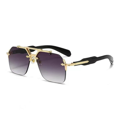 Double-bridge Frameless Metal Sunglasses
