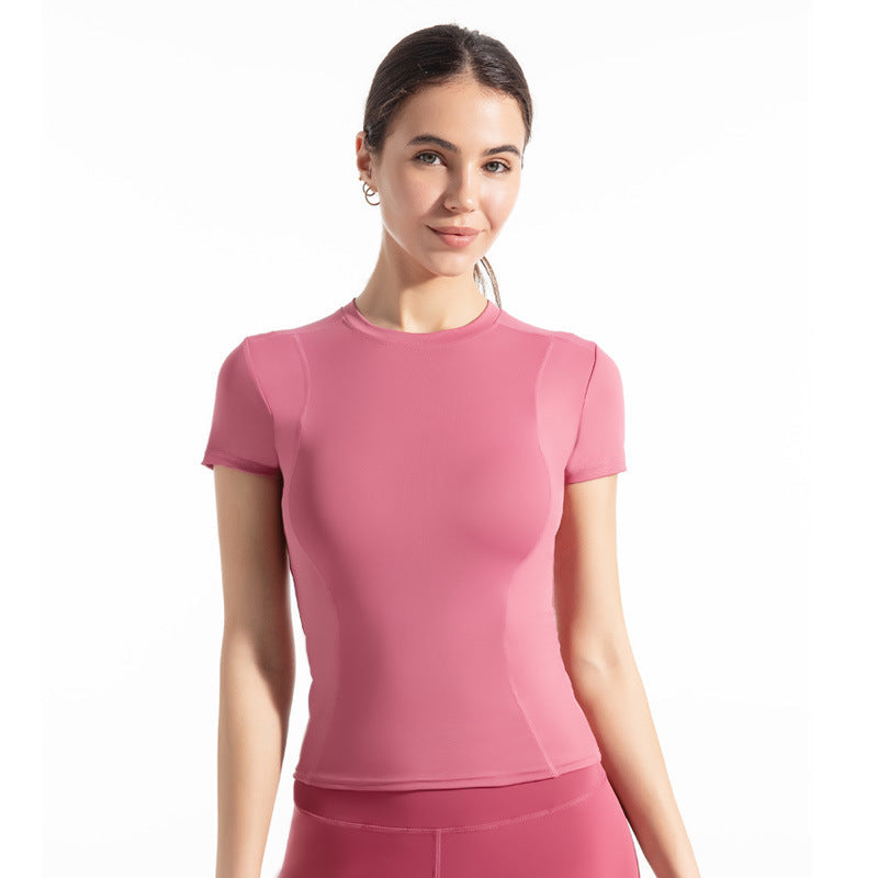 Thin Sports Tight Breathable Yoga Clothes Short-sleeved T-shirt Women's Slim-fit Sweat-absorbent Quick-drying Slimming Running Fitness Top