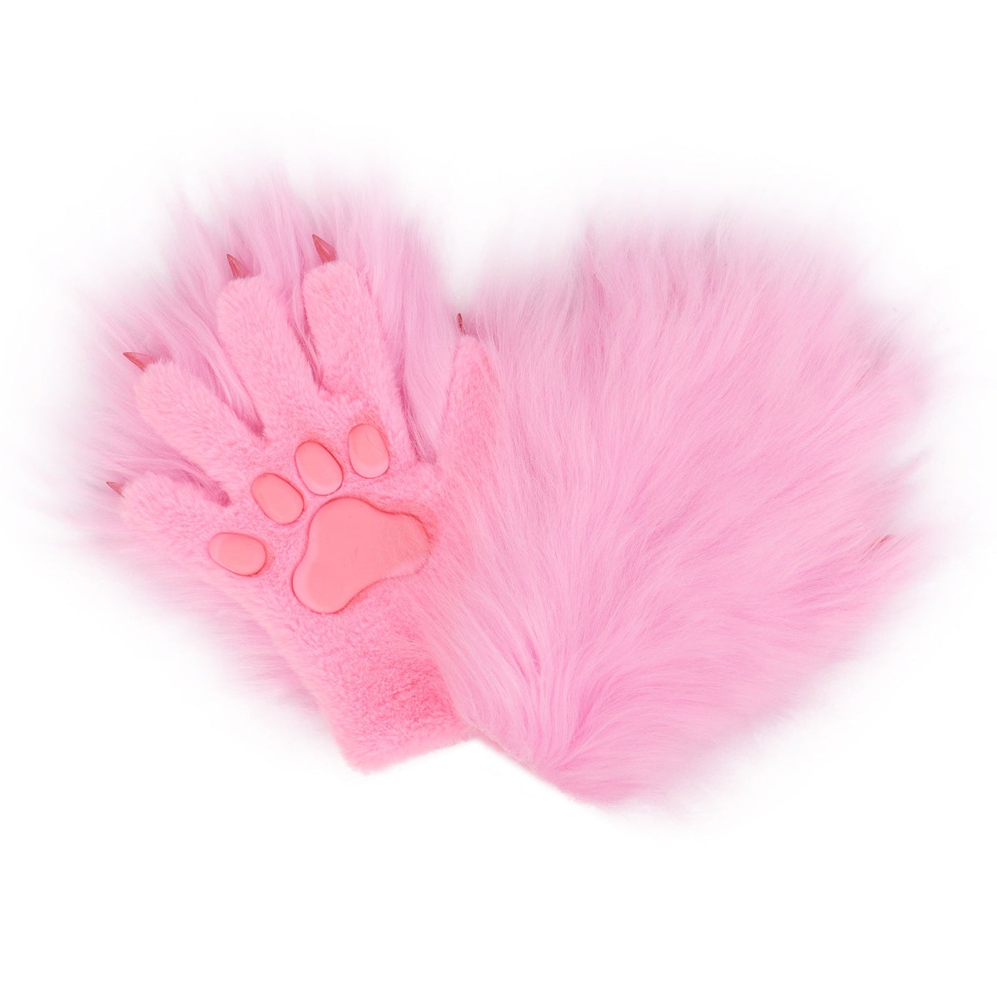 Halloween Long-plush Cat-claw Full-finger And Half-finger Gloves