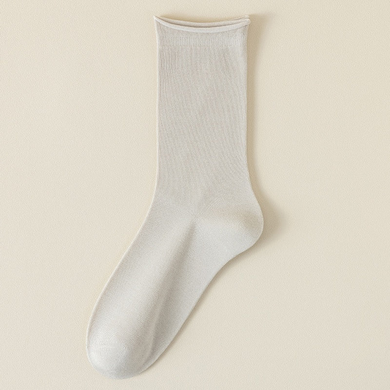 Springsummer Mid-calf Socks For Women Made Of Silk