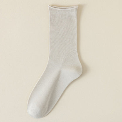 Springsummer Mid-calf Socks For Women Made Of Silk