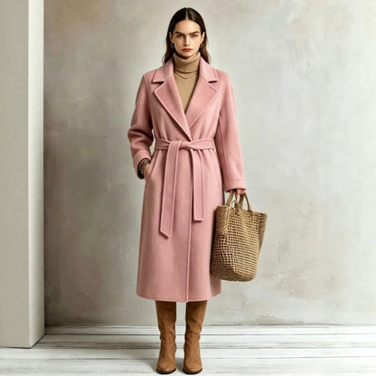 Womens Elegant Long Lapel Coat For Casual And Commute Wear