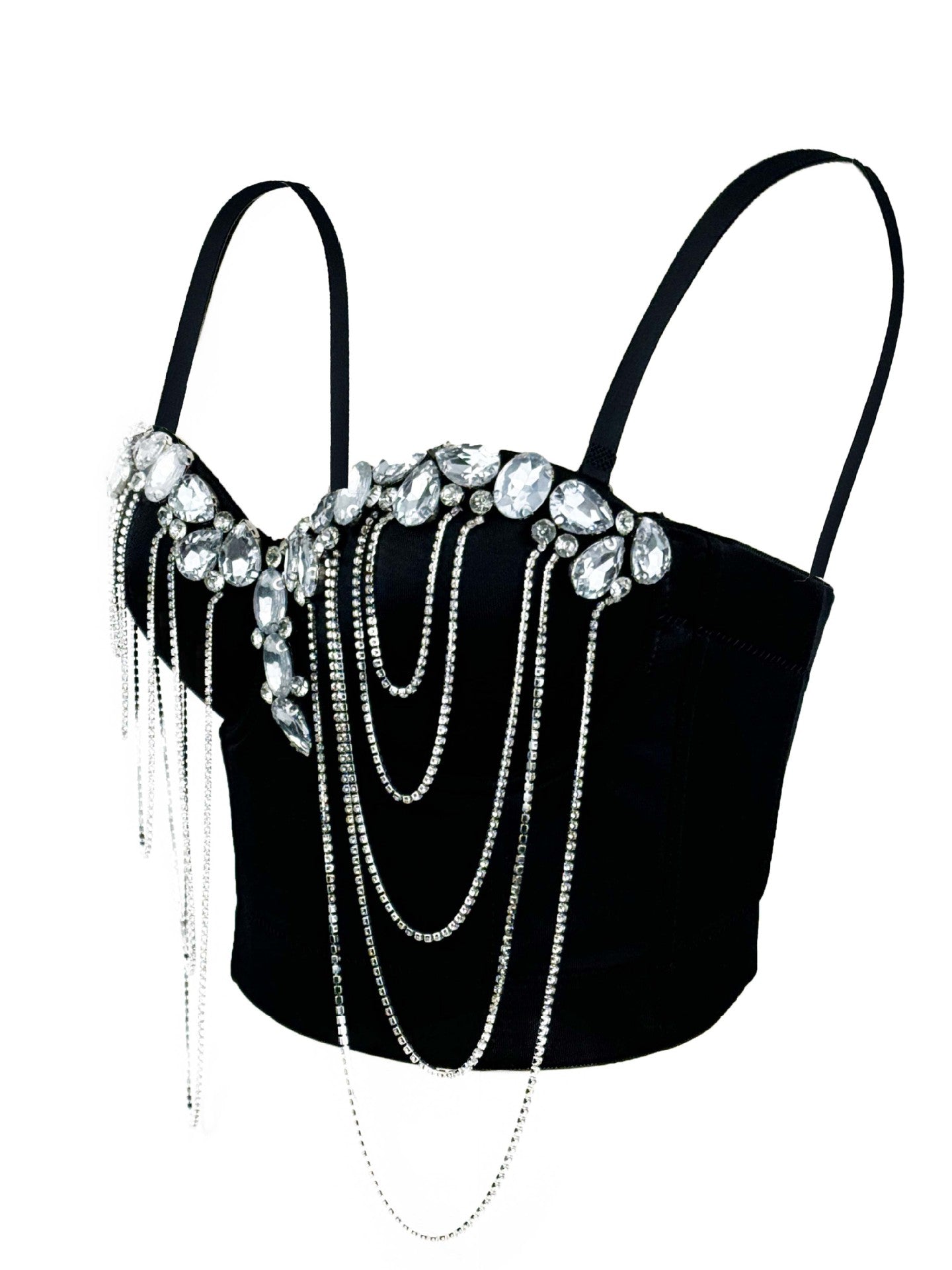 White Chain Diamond Sexy Corset Design Sense European And American Style Inner Wearing Advanced Sense Outer Wearing Fishbone Bra