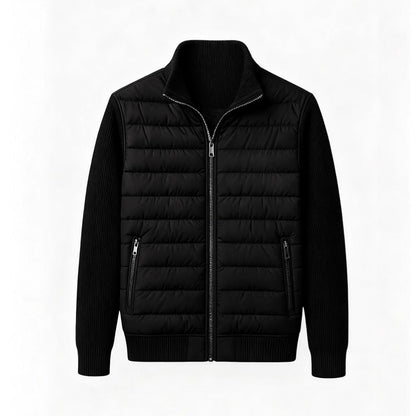 Stand-collar Patchwork Fashion Casual Zip-up Cardigan Cotton-padded Coat