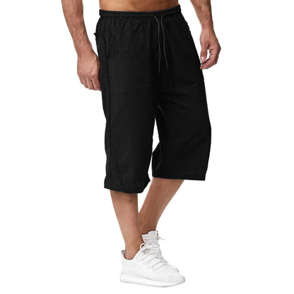Amazon Europe And America 2026 Cross-Border Men's Casual Cotton-Linen Sports Pants Summer Cotton-Linen Cropped Casual Pants Men