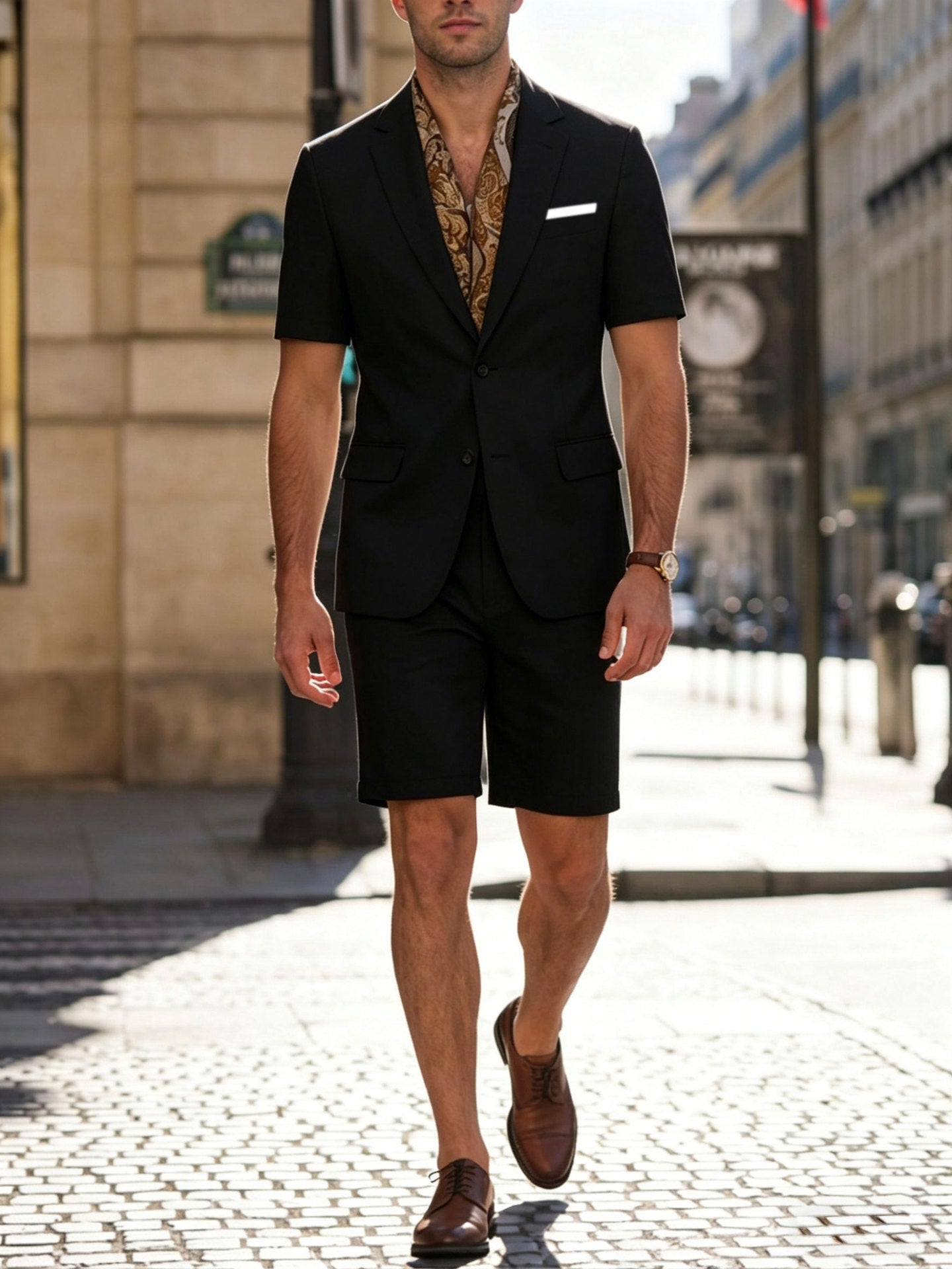 SpringSummer Mens Casual Short-Sleeve Two Piece Suit
