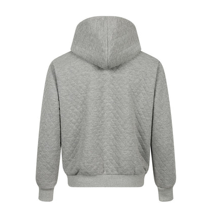 Tiger-Embroidered Rhombic-Check Thickened Hoodie