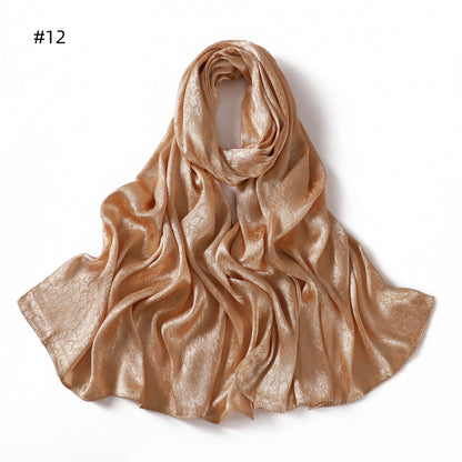 Womens Satin Patterned Jacquard Headscarf