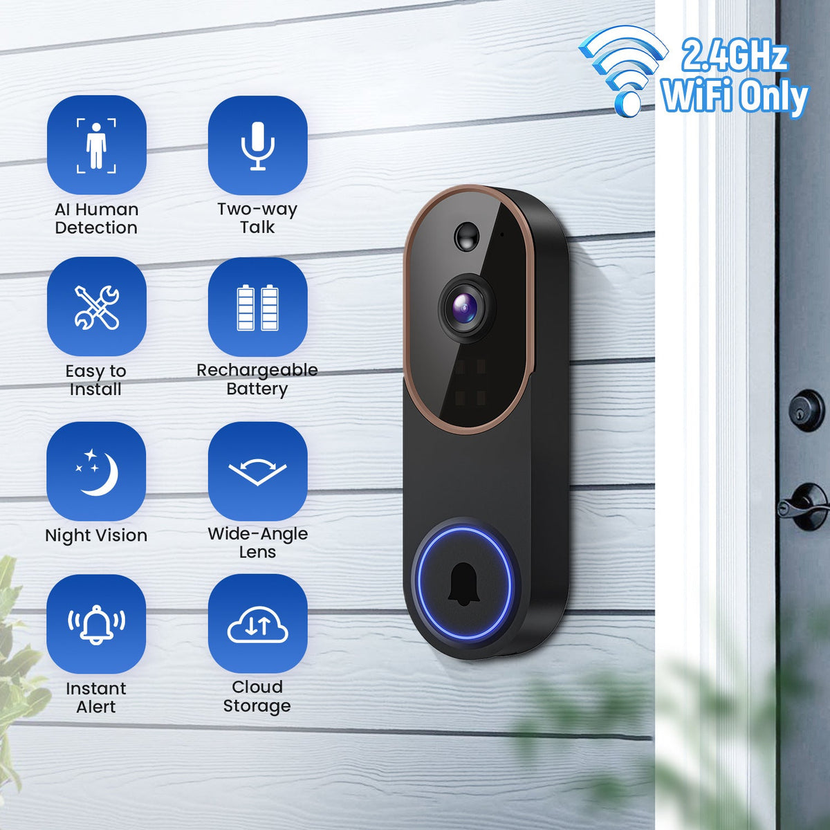 Smart Home Surveillance Camera Outdoor Wireless Doorbell HD Video Intercom Camera