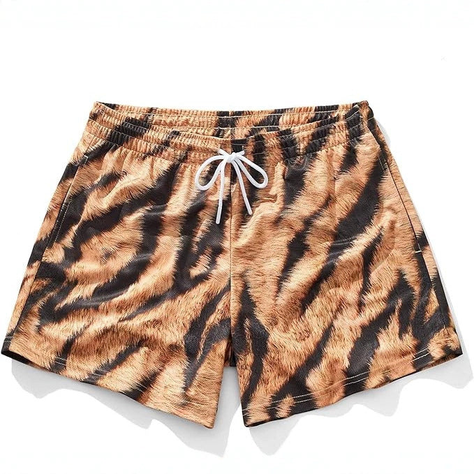 Casual Mens Wide-leg Printed Pinhole Shorts