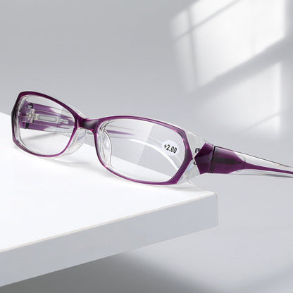 Lady's Fashion Retro Blue Light Resin Spring Leg Reading Glasses