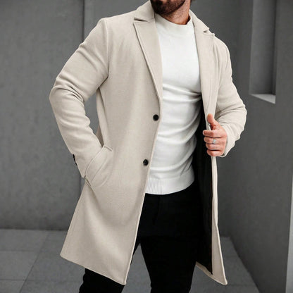Solid-color Wool Mid-length Coat