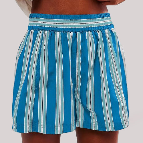Stripe Print Elastic Beach Shorts