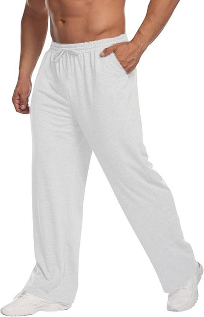 Mens Solid-Color Drawstring Straight-Leg Sweatpants