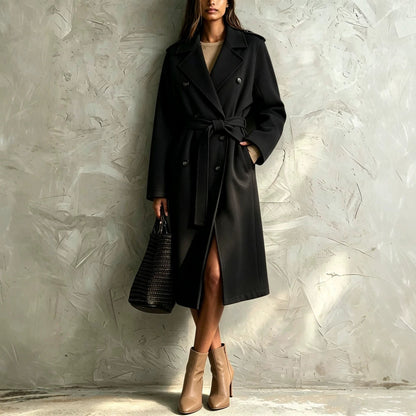 Double-breasted Belted Mid-length Wool Coat