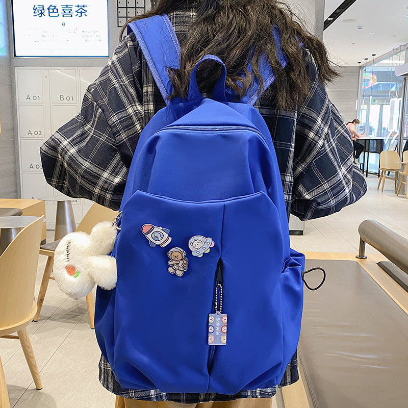 New Girls' Simple Solid Color Backpack