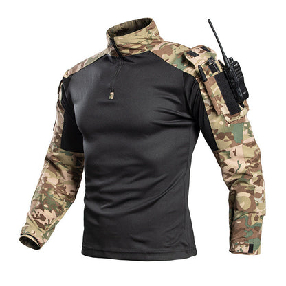 Frog Suit Camouflage Summer Long-Sleeved T-Shirt With Stand-Up Collar Sportswear Outdoor Leisure Sports Tactical Shirt