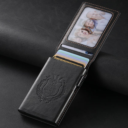 Oil-wax Grain Glossy Full-wrap Leather Card Holder