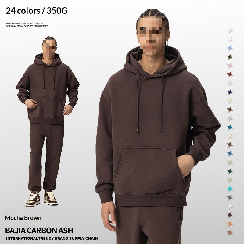 Solid-color Fleece-lined Hoodie For Teens Mens Style