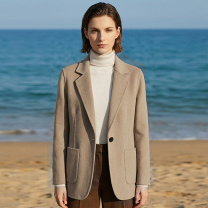 Double-breasted Wool Suit Coat For Women