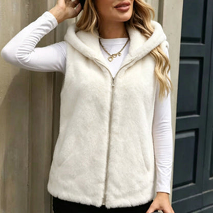 Womens Warm Hooded Vest Coat For Autumn And Winter