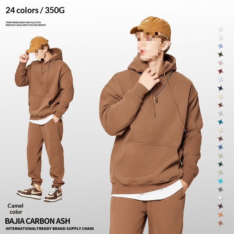 Solid-color Fleece-lined Hoodie For Teens Mens Style