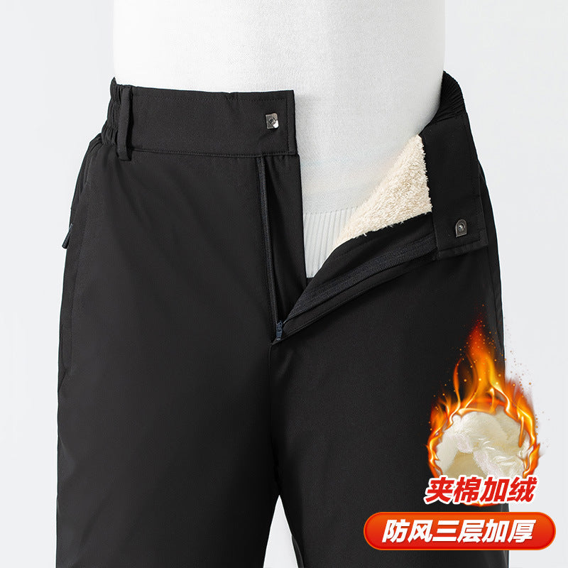 Winter Middle-aged And Elderly Cotton Pants Fleece-lined Thickened Men's Pants Outer Wear Casual Pants Graphene Warm Lambswool Men's Sports Pants