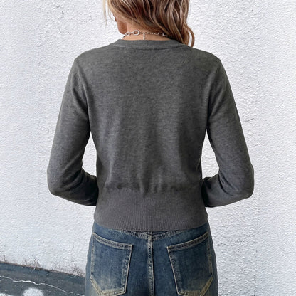 Womens Double-Faced V-Neck Knitted Sweater