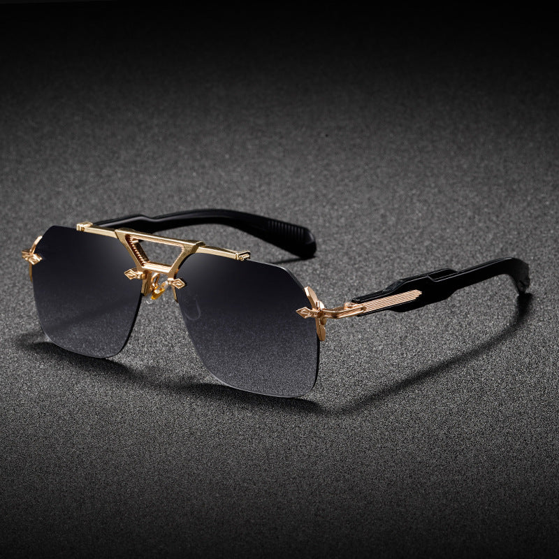 Metal Double-bridge Oversized Sunglasses