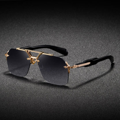 Metal Double-bridge Oversized Sunglasses