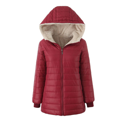 Womens Warm Hooded Fleece-lined Coat