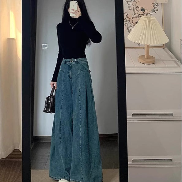 Loose-fit Figure-flattering High-waist Wide-leg Floor-length Pants