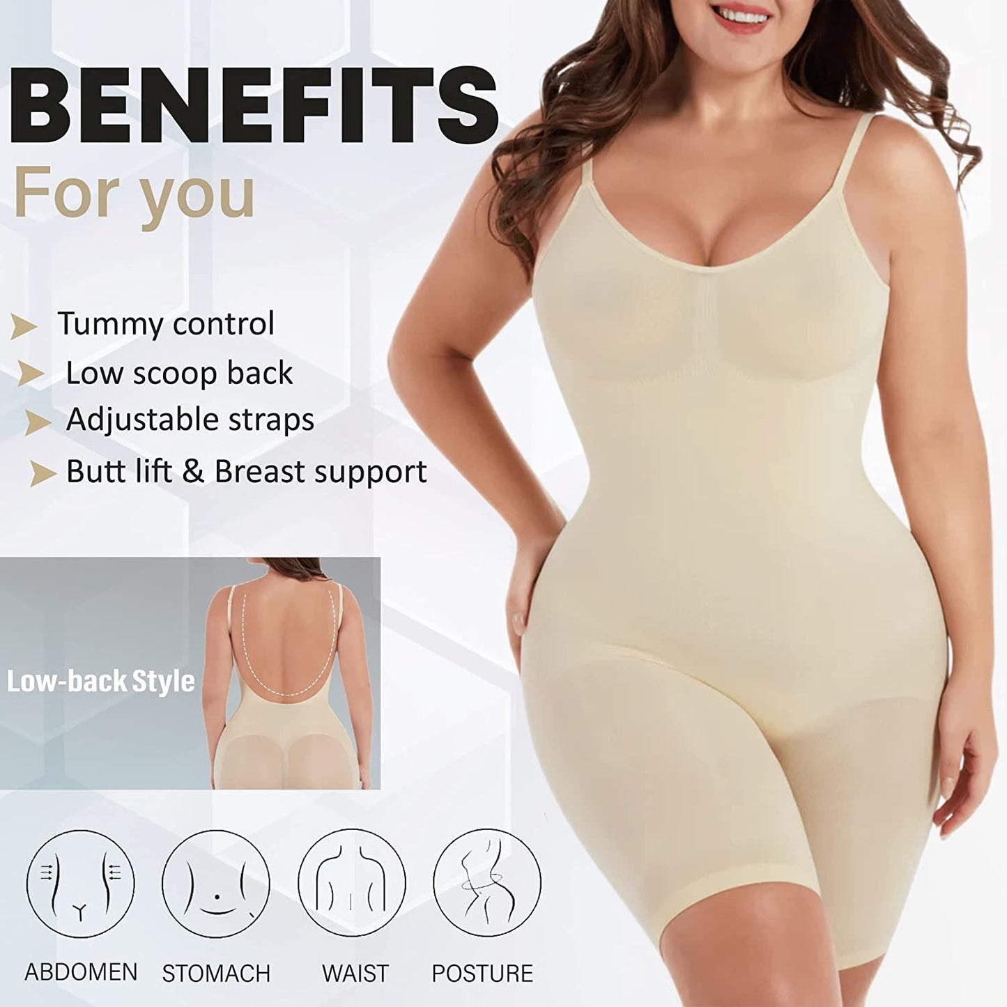 Cross-Border Summer Sexy Tummy Control, Butt Lift, Beautiful Back, Backless, Small Chest Push-Up, Slim Fit, Belly-Covering Body Shaping Jumpsuit