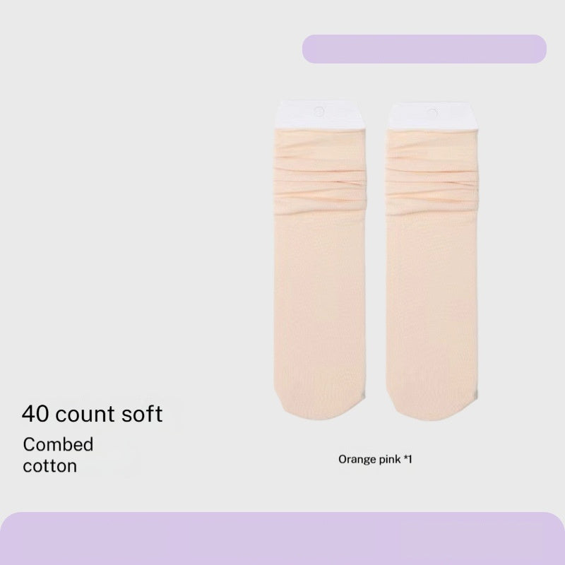Combed Cotton Sweat-absorbent Deodorant Solid-color Knee-high Socks