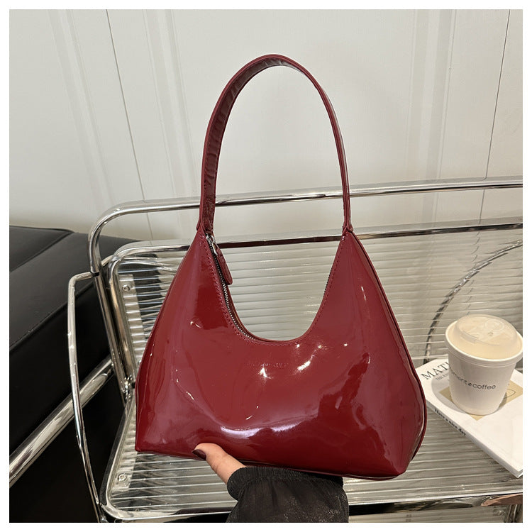 Patent-leather Fashionable Lightweight Single-shoulder Tote Underarm Bag For Women