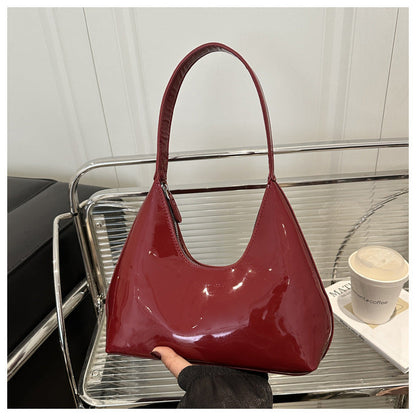 Patent-leather Fashionable Lightweight Single-shoulder Tote Underarm Bag For Women