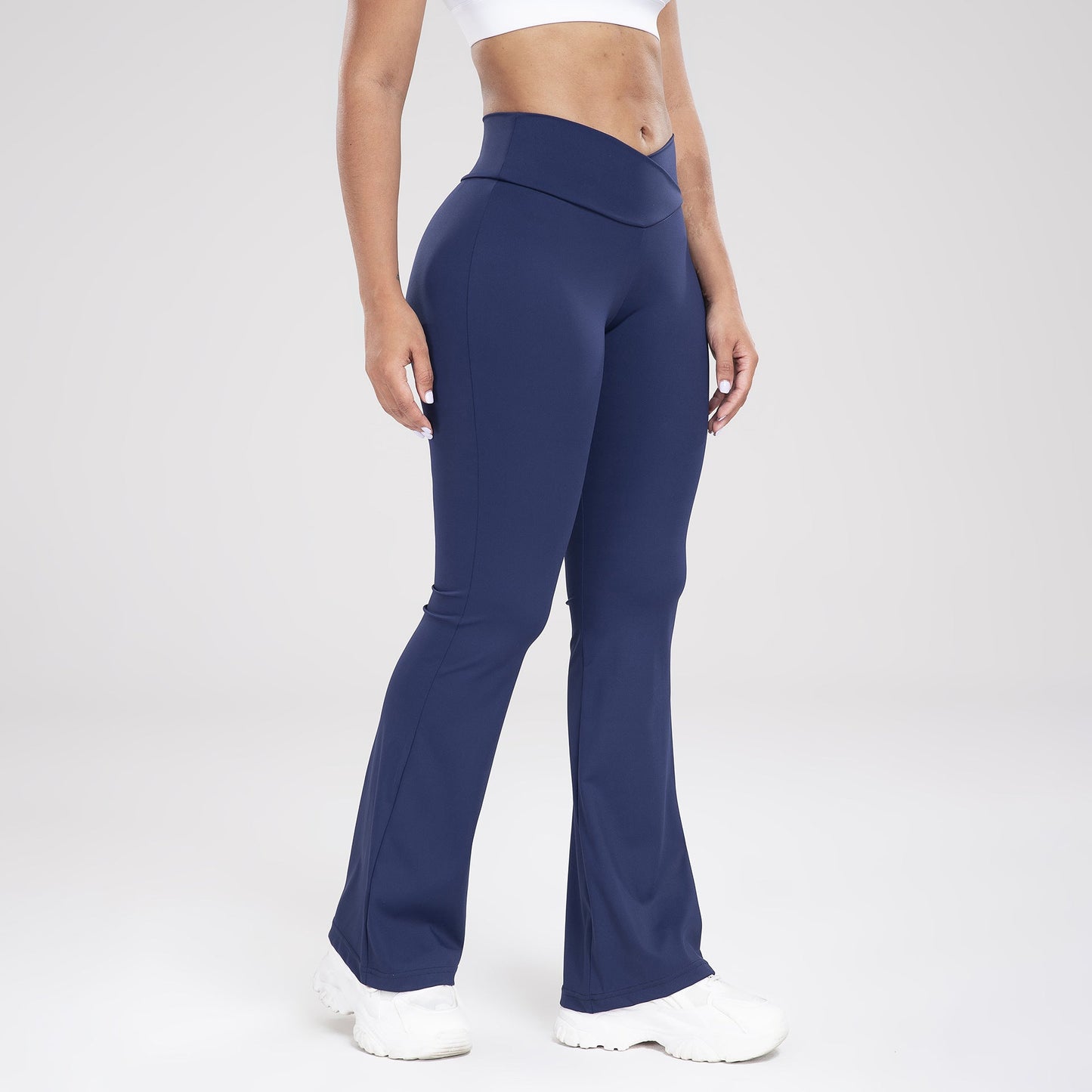 Women Crisscross Waist Flared Yoga Pants Slim Fit Outdoor Sports Casual Bell Bottom Active Trousers