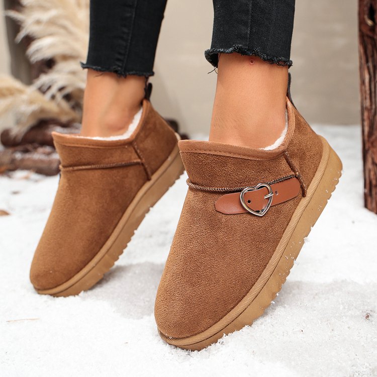 Women's Thickened Ankle Snow Boots, Korean Style New 2026 Versatile Fleece Lined Student Cotton Shoes, Winter Warm Slip-Ons