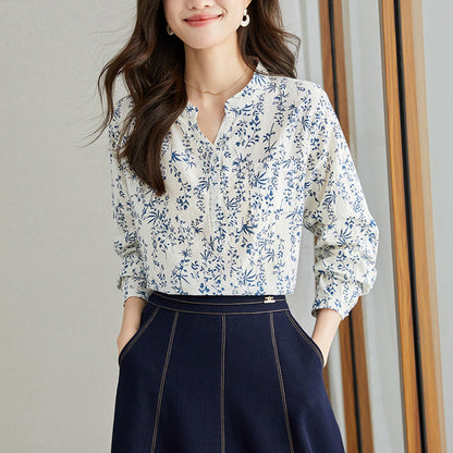 Summer Chinese-style Floral Blouse For Women