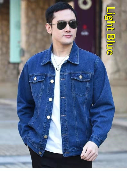 Mens Relaxed-fit Denim Jacket Casual Workwear Style