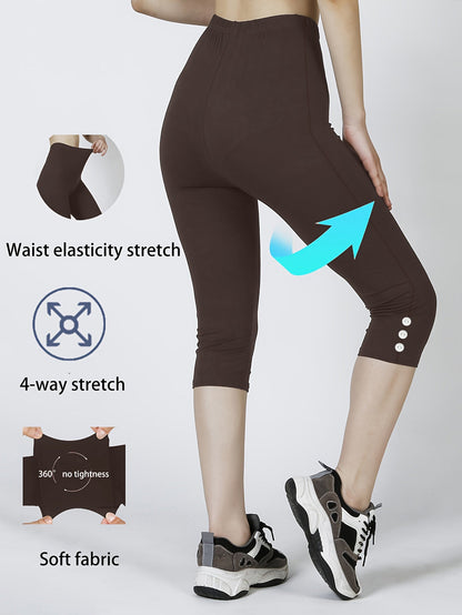 Capri Leggings For Women High Waisted Capris Tummy Control Yoga Pants With Pockets Workout Cycling Tights