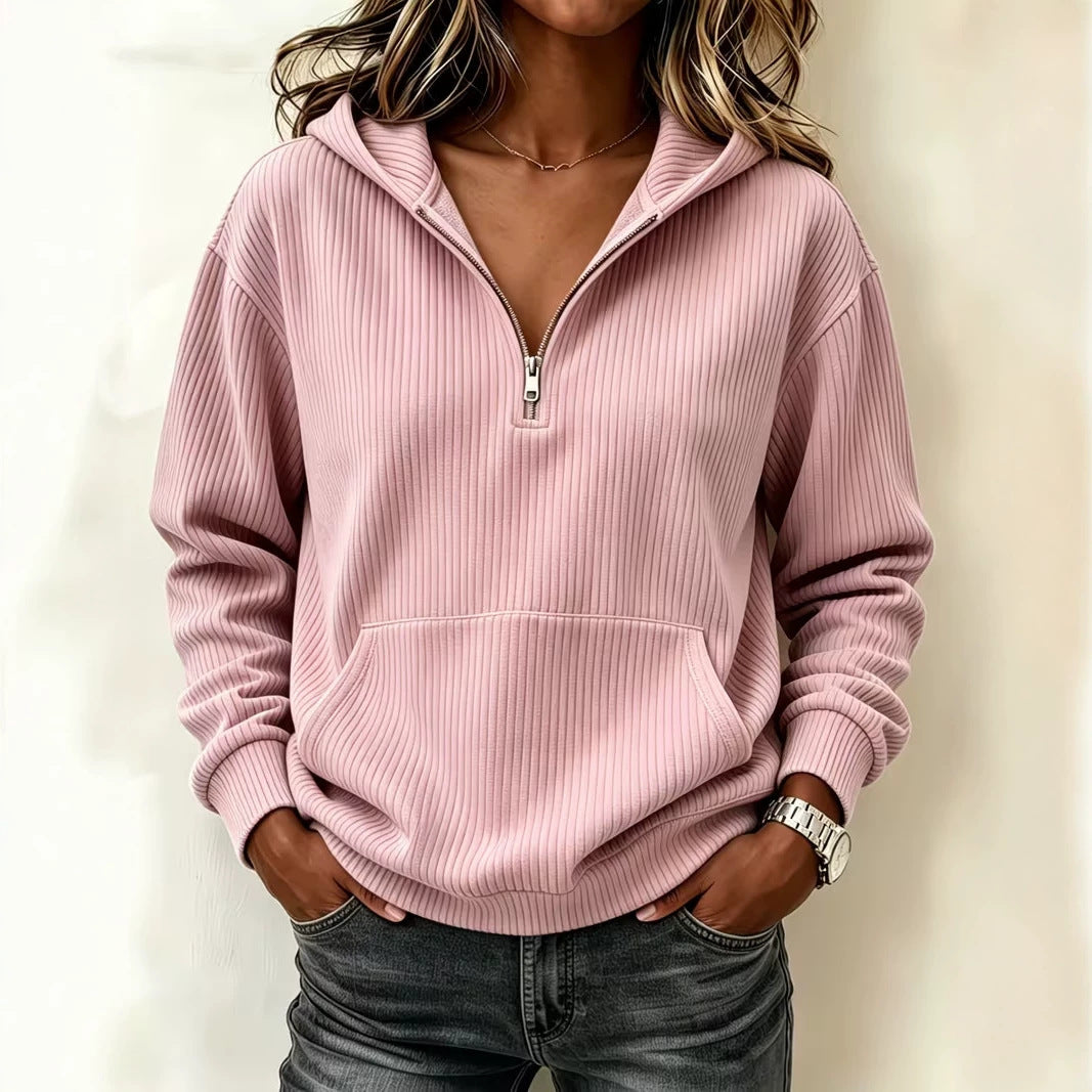 Half-zip Hoodie Laid-back Casual Long-sleeve Sweatshirt